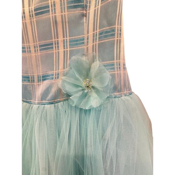 Vintage Scott McClintock Womens Maxi Dress Size 16 Blue Plaid Tulle 80s Costume - Picture 11 of 11